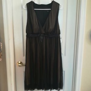 Black nude silk dress, fully lined, Size 10